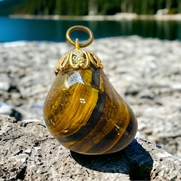 tigers eye Jewelry - VINTAGE 80’s Rare Natural Tigers Eye Nugget Pendant Jewelry